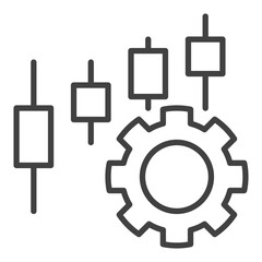 Cog Wheel and candlestick pattern vector settings thin line icon or design element