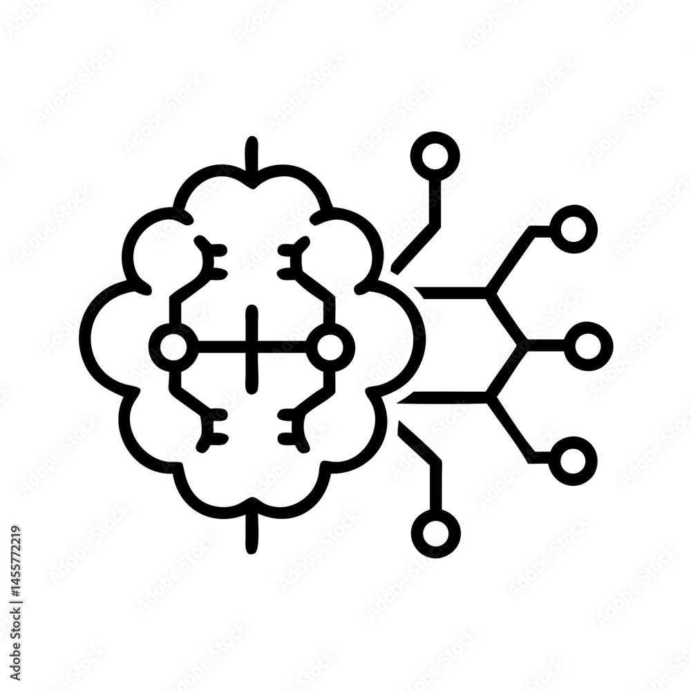 Poster brain network ai or machine learning on transparent background for web and graphic design