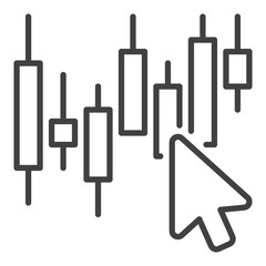 Mouse click on Candlestick chart vector e-trading outline icon or design element
