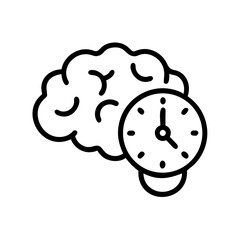 brain with clock time or memory on transparent background for web and graphic design
