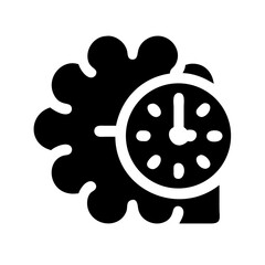 brain with clock time or memory silhouette on transparent background for web and graphic design