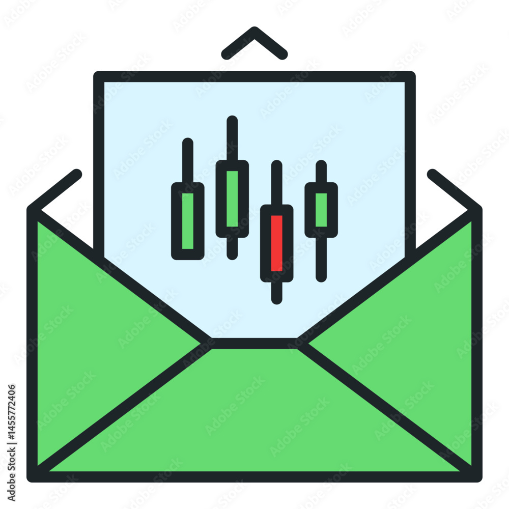 Poster letter with candlestick chart vector colored icon or design element