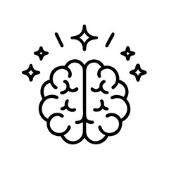 brain with sparkles bright idea or creativity on transparent background for web and graphic design