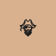Pirate logo in bold and simple iconic design.