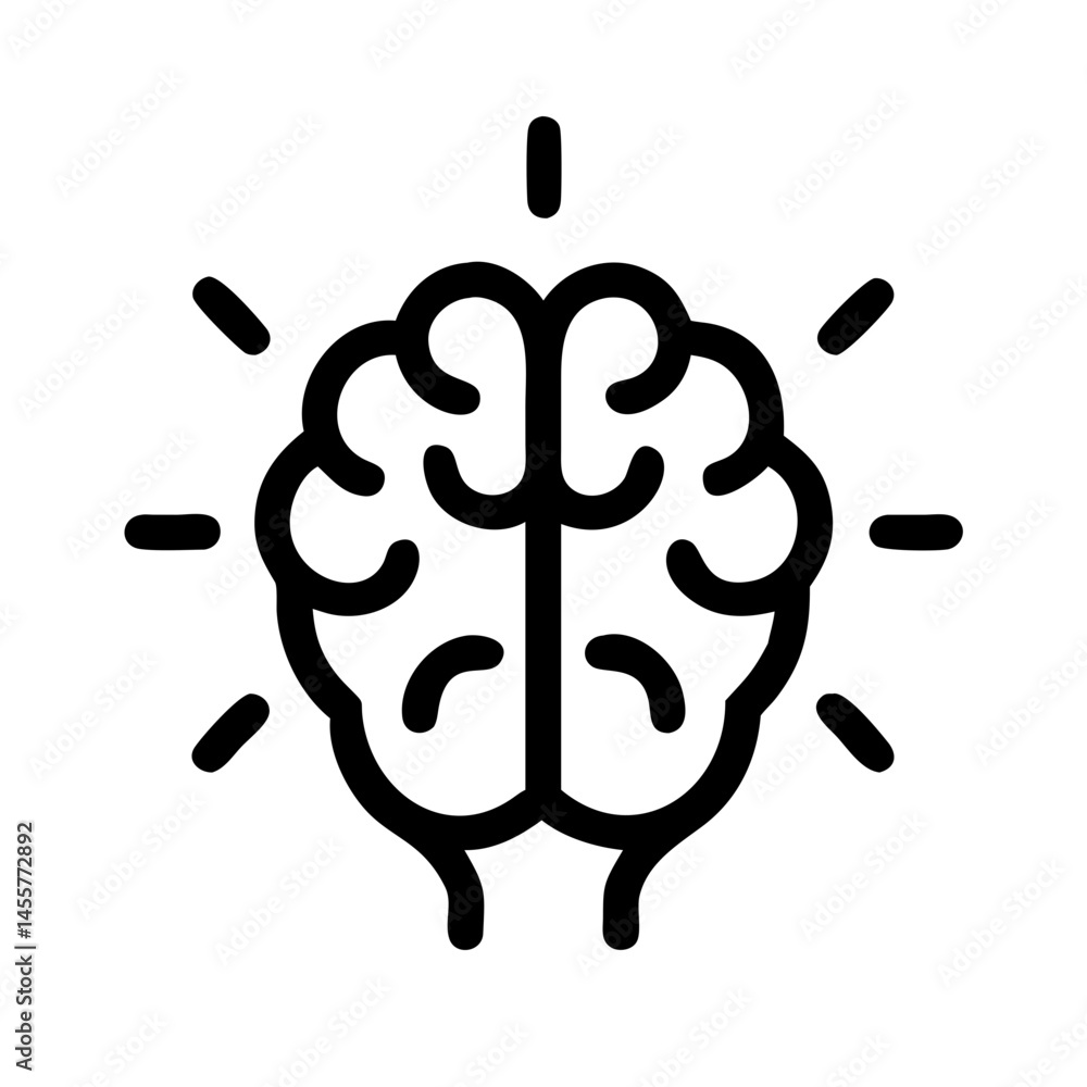 Poster brain with sparkles bright idea or creativity silhouette on transparent background for web and graph