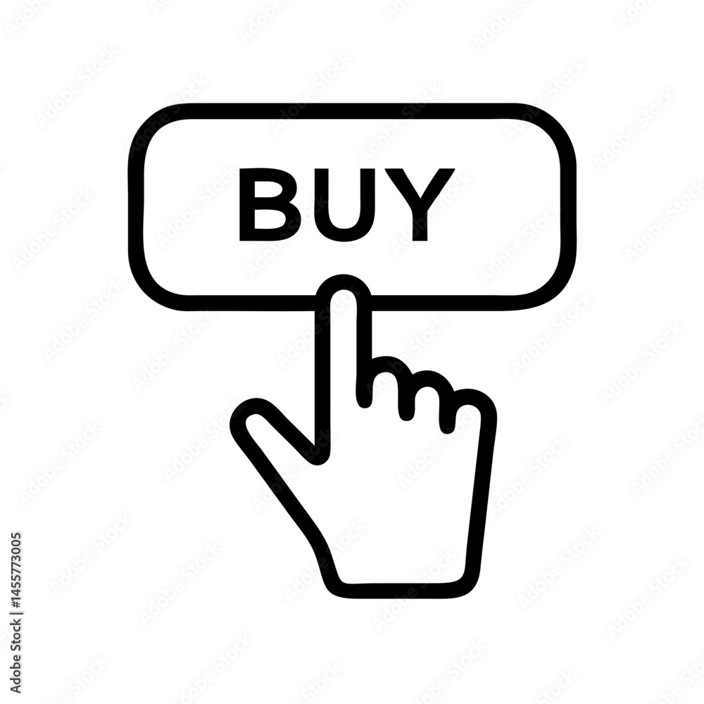 Poster buy button with click hand on transparent background for web and graphic design