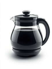Dark Coffee in Glass Carafe on White Background