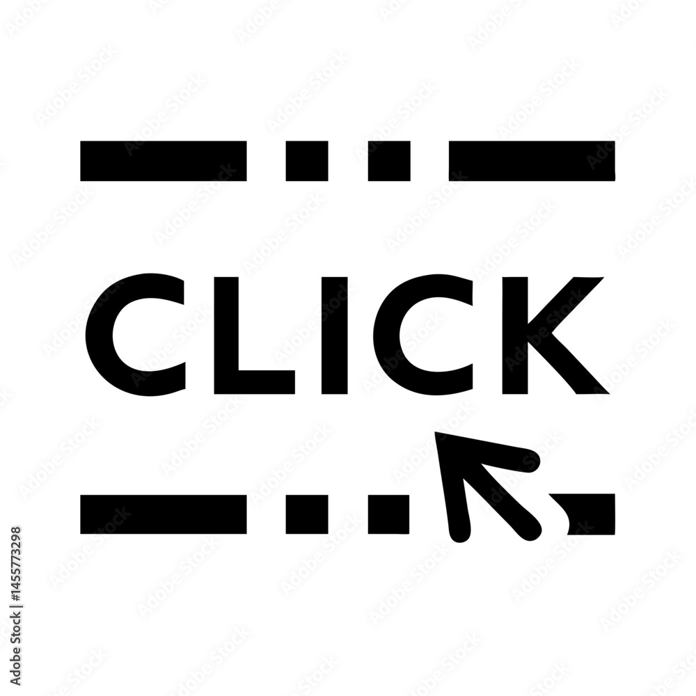 Poster click to read silhouette on transparent background for web and graphic design