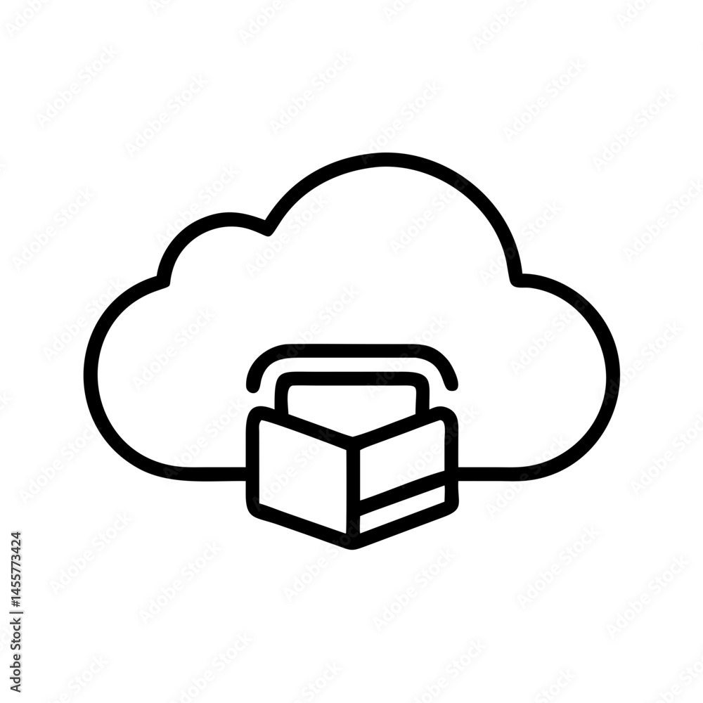 Poster cloud book storage on transparent background for web and graphic design
