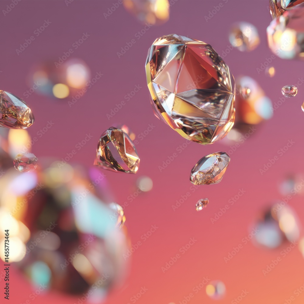 Poster abstract gemstone cascade on gradient background for luxury and elegance concepts