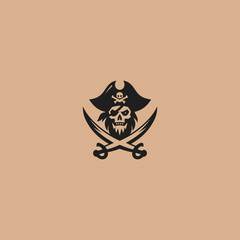 Pirate logo in bold and simple iconic design.