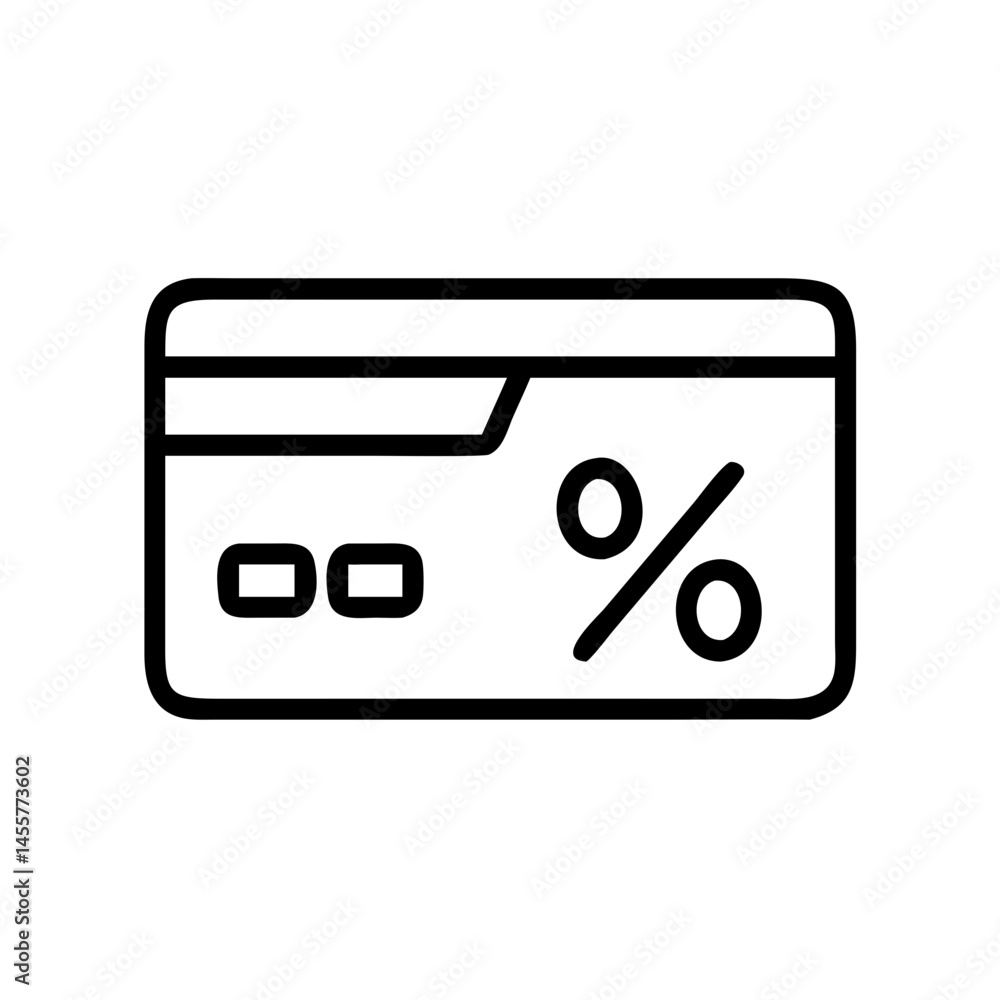 Poster credit card with percent on transparent background for web and graphic design