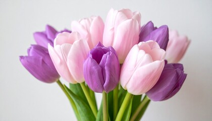 Soft Pink and Purple Tulips in a Vase