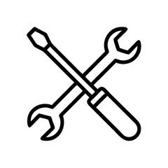 crossed wrench and screwdriver on transparent background for web and graphic design