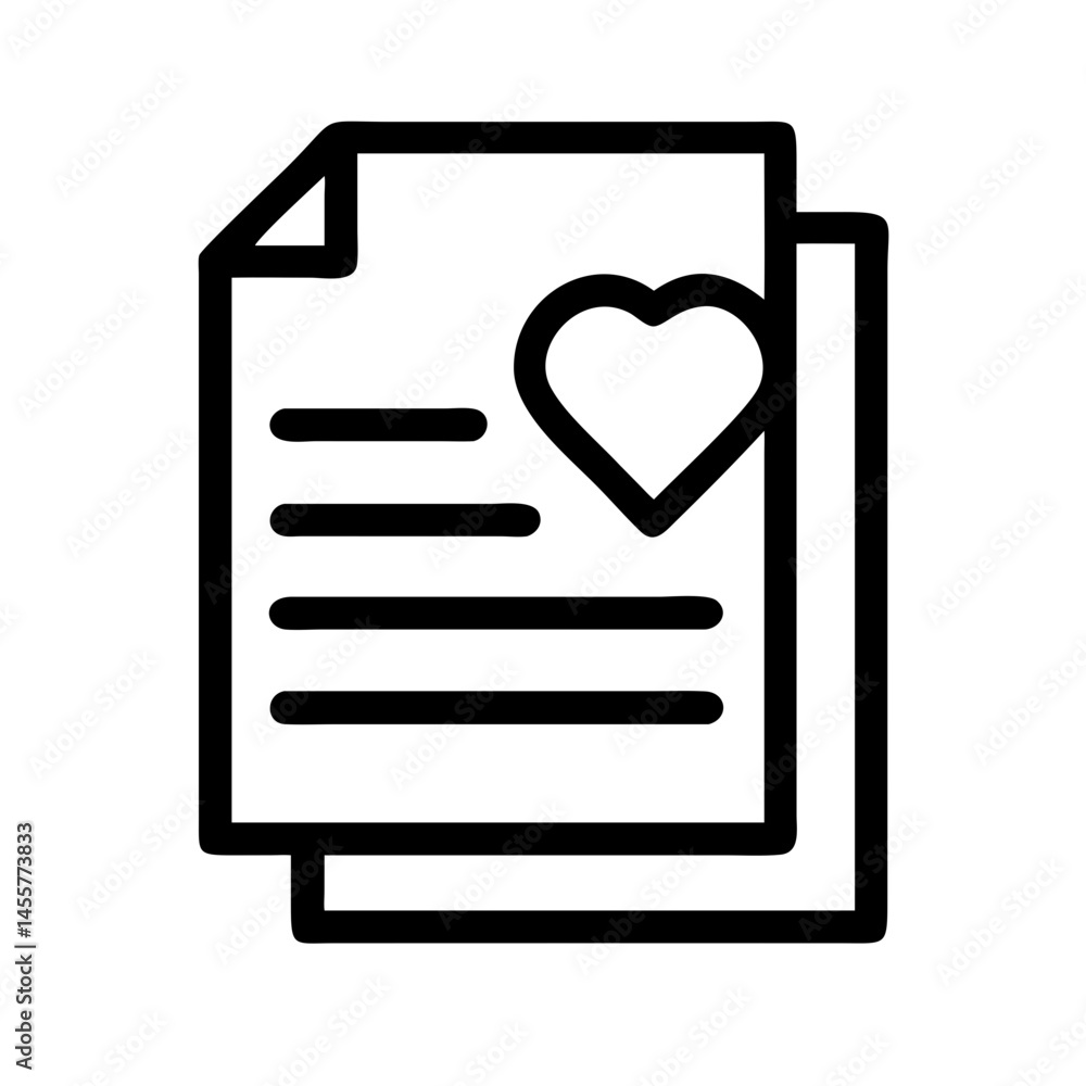 Aufkleber document with heart silhouette on transparent background for web and graphic design