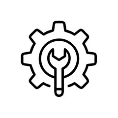 gear with wrench on transparent background for web and graphic design