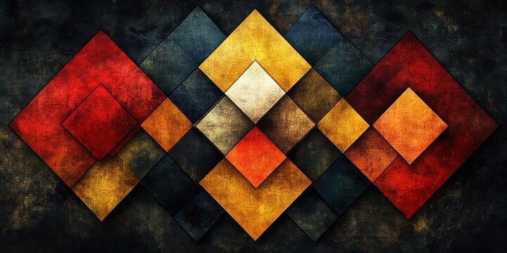 Bold Colorful Symmetrical Design with Interlocking Triangles