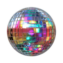 Vibrant Disco Ball: A Celebration of Light and Reflection , isolated on white background