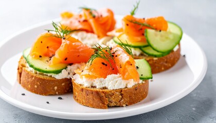 Smoked Salmon Cucumber Cream Cheese Toast Appetizer