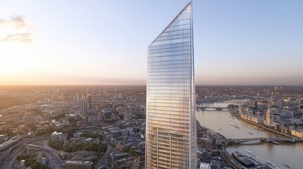 Modern skyscraper architecture dominates the cityscape blending urban design with towering heights and impressive aerial perspective panorama