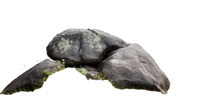 Natural Textured Rock Formation Isolated on a Transparent Background in an Outdoor Setting