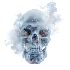 Skull emitting toxic smoke representing a deadly warning and the dangers of pollution and environmental hazards.