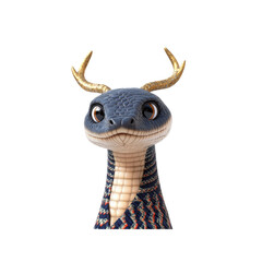 Fototapeta premium Adorable 3D Render of a Cute Cartoon Snake with Antlers