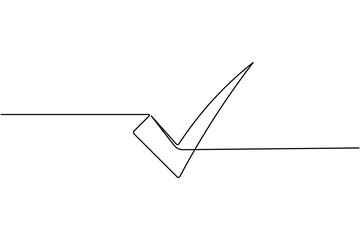 Check mark icon continuous one line drawing and minimalist style isolate outline vector