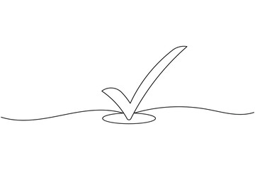 Check mark icon continuous one line drawing and minimalist style isolate outline vector