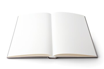 A hardcover blank book standing upright with its pages slightly fanned out, showcasing the thickness of the paper