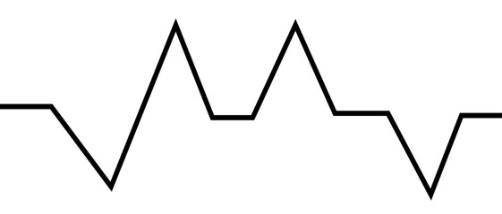 Abstract minimalist black zigzag line design on a white background. Heartbeat or waveform with geometric with clean lines, evoking a modern, energetic, and rhythmic visual. 