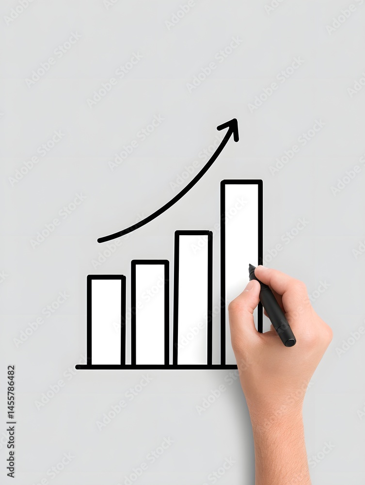 Poster a financial advisor highlighting key points on a bar graph with a marker, leaving plenty of space fo