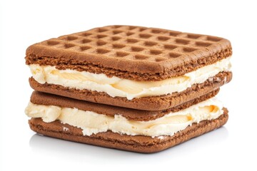 Delicious waffle ice cream sandwich sweet treat dessert brown creamy food cold snack tasty fresh