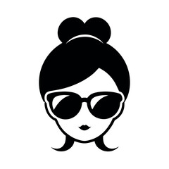 Stylish Women in Sunglasses and  Vector Icons for Fashion or Beauty