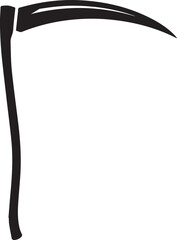 Scythe Silhouette Black Vector | Farming Tool Icon