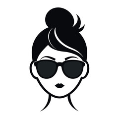 Stylish Women in Sunglasses and  Vector Icons for Fashion or Beauty