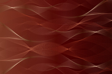 Abstract background of wavy lines in copper color palette, with gradient red background, creating a sense of depth and movement, dynamic flow, and convey energy and passion. 
