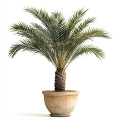 Obraz premium Lush Green Cycad Plant in Terracotta Pot Against White Background