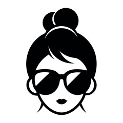 Stylish Women in Sunglasses and  Vector Icons for Fashion or Beauty