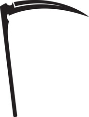 Scythe Silhouette Black Vector | Farming Tool Icon