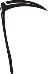 Scythe Silhouette Black Vector | Farming Tool Icon