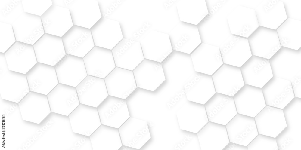 Poster abstract geometric mesh cell texture, abstract hexagon wall pattern, 3d rendering illustration. whit