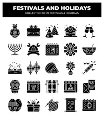Collection of 25 Unique Festival & Holiday Icons