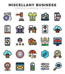 Miscellany Business Lineal Color icons. Vector Lineal Color illustration.