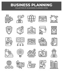 Collection of 25 Business Planning Icons: Strategy. Finance & Marketing