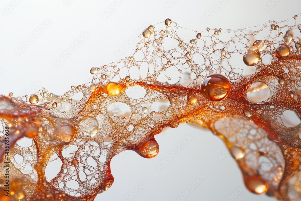 Aufkleber intricate caramel-colored liquid structure with transparent droplets creates a visually captivating 