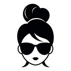 stylized icons depicting women with different updo hairstyles and wearing sunglasses