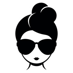 stylized icons depicting women with different updo hairstyles and wearing sunglasses