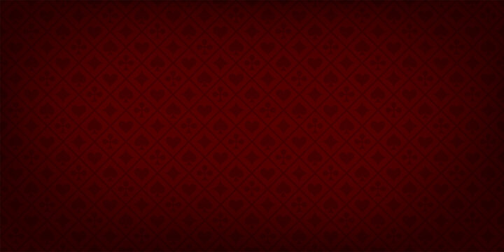 Poker red table background. Casino pattern. Realistic playing field for game blackjack. UI interface element. Vector illustration.