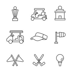 linear Golf icon set isolated on white background